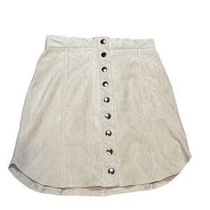 BB Dakota Womens Size 0 Alright Faux Suede Skirt Ivory Snap Button Powder Color